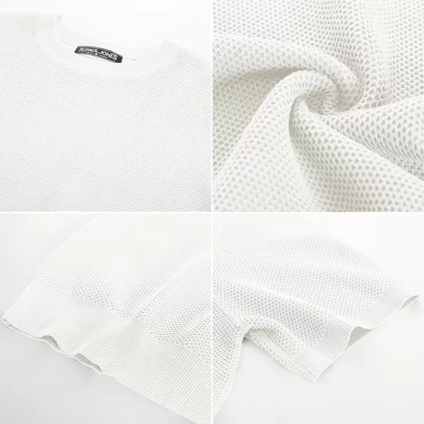 PJ PAUL JONES Men's T-Shirts Casual Knit Short Sleeve Crewneck Honeycomb Waffle Solid Knitted Pullover Tees