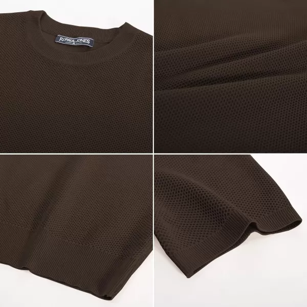 PJ PAUL JONES Men's T-Shirts Casual Knit Short Sleeve Crewneck Honeycomb Waffle Solid Knitted Pullover Tees