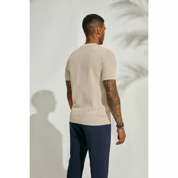 PJ PAUL JONES Men's T-Shirts Casual Knit Short Sleeve Crewneck Honeycomb Waffle Solid Knitted Pullover Tees