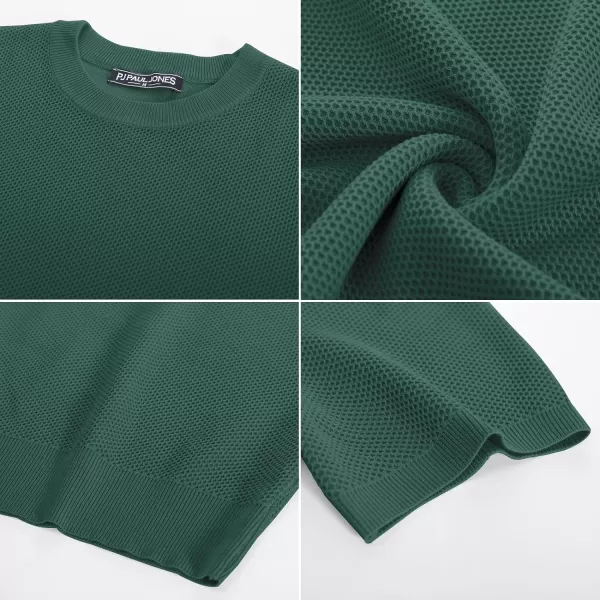 PJ PAUL JONES Men's T-Shirts Casual Knit Short Sleeve Crewneck Honeycomb Waffle Solid Knitted Pullover Tees
