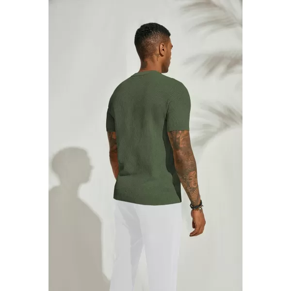 PJ PAUL JONES Men's T-Shirts Casual Knit Short Sleeve Crewneck Honeycomb Waffle Solid Knitted Pullover Tees