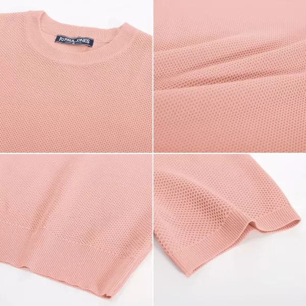 PJ PAUL JONES Men's T-Shirts Casual Knit Short Sleeve Crewneck Honeycomb Waffle Solid Knitted Pullover Tees