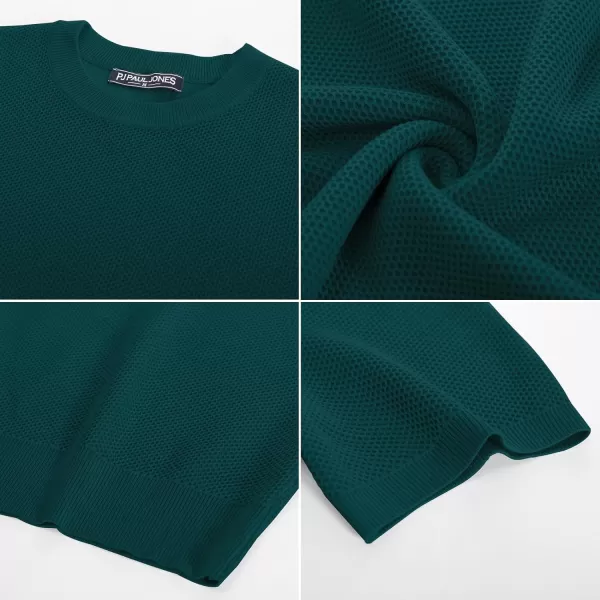 PJ PAUL JONES Men's T-Shirts Casual Knit Short Sleeve Crewneck Honeycomb Waffle Solid Knitted Pullover Tees