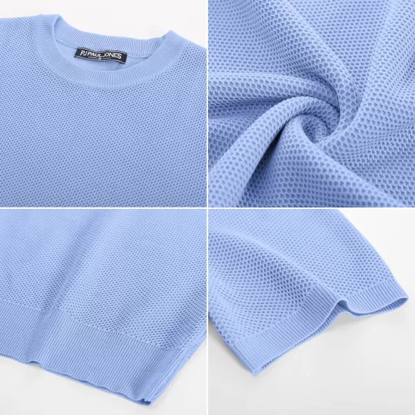 PJ PAUL JONES Men's T-Shirts Casual Knit Short Sleeve Crewneck Honeycomb Waffle Solid Knitted Pullover Tees