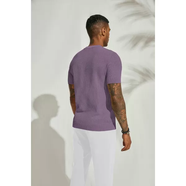 PJ PAUL JONES Men's T-Shirts Casual Knit Short Sleeve Crewneck Honeycomb Waffle Solid Knitted Pullover Tees