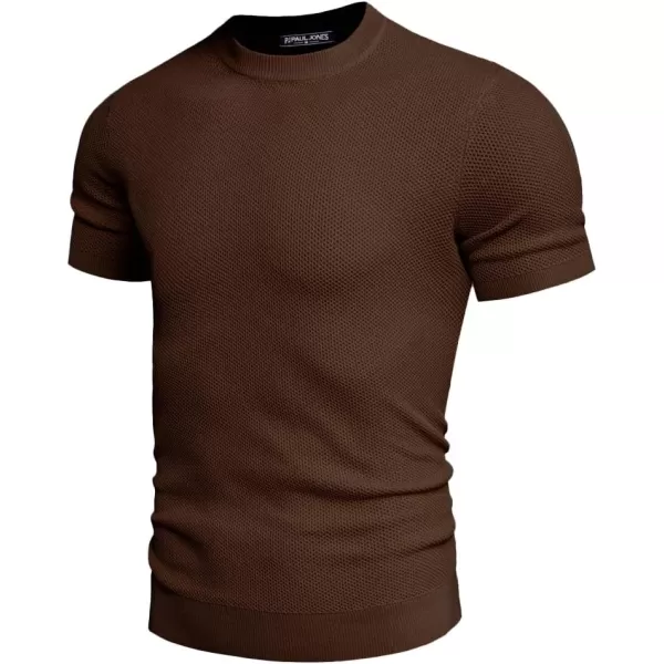 PJ PAUL JONES Men's T-Shirts Casual Knit Short Sleeve Crewneck Honeycomb Waffle Solid Knitted Pullover Tees