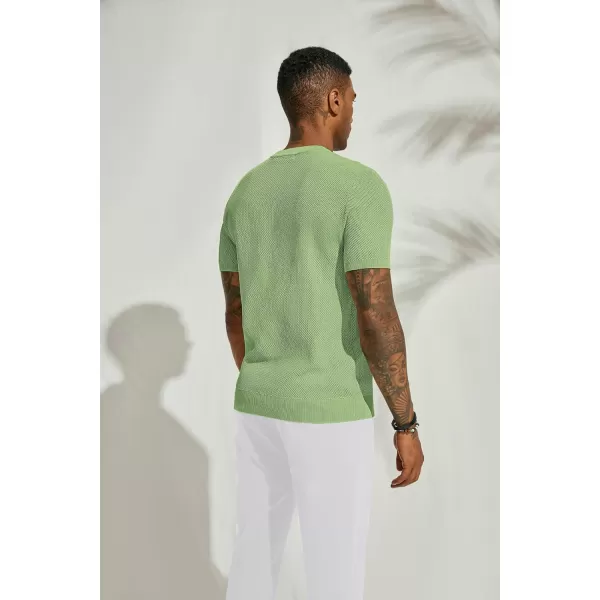 PJ PAUL JONES Men's T-Shirts Casual Knit Short Sleeve Crewneck Honeycomb Waffle Solid Knitted Pullover Tees