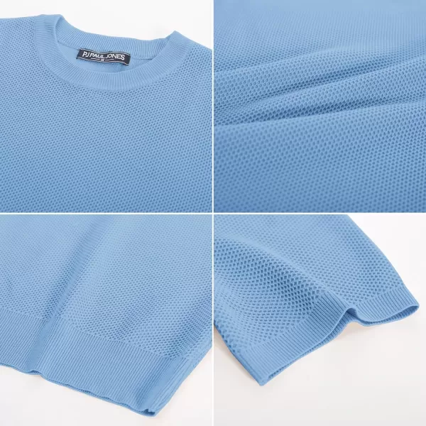 PJ PAUL JONES Men's T-Shirts Casual Knit Short Sleeve Crewneck Honeycomb Waffle Solid Knitted Pullover Tees