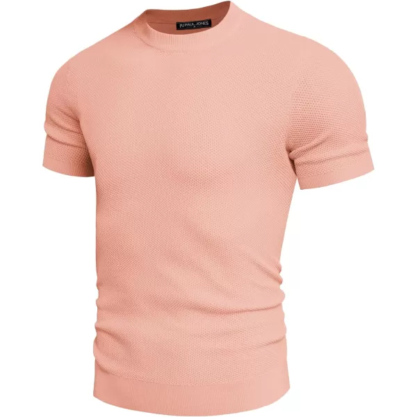 PJ PAUL JONES Men's T-Shirts Casual Knit Short Sleeve Crewneck Honeycomb Waffle Solid Knitted Pullover Tees