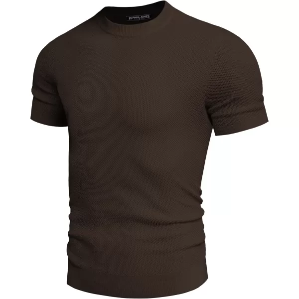 PJ PAUL JONES Men's T-Shirts Casual Knit Short Sleeve Crewneck Honeycomb Waffle Solid Knitted Pullover Tees
