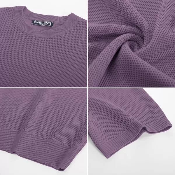 PJ PAUL JONES Men's T-Shirts Casual Knit Short Sleeve Crewneck Honeycomb Waffle Solid Knitted Pullover Tees