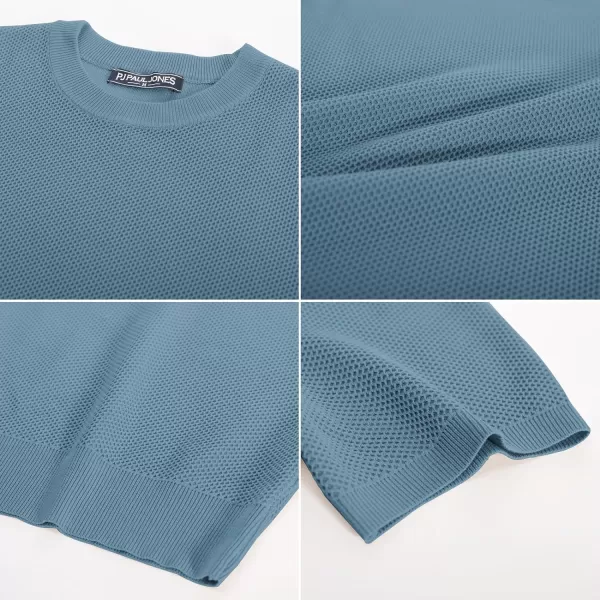 PJ PAUL JONES Men's T-Shirts Casual Knit Short Sleeve Crewneck Honeycomb Waffle Solid Knitted Pullover Tees