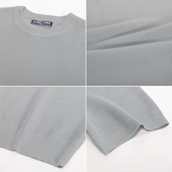 PJ PAUL JONES Men's T-Shirts Casual Knit Short Sleeve Crewneck Honeycomb Waffle Solid Knitted Pullover Tees