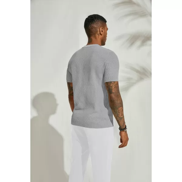 PJ PAUL JONES Men's T-Shirts Casual Knit Short Sleeve Crewneck Honeycomb Waffle Solid Knitted Pullover Tees