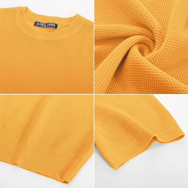 PJ PAUL JONES Men's T-Shirts Casual Knit Short Sleeve Crewneck Honeycomb Waffle Solid Knitted Pullover Tees