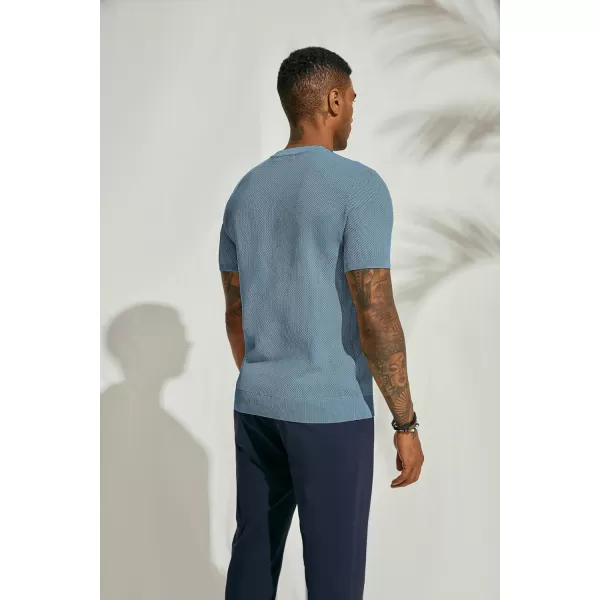 PJ PAUL JONES Men's T-Shirts Casual Knit Short Sleeve Crewneck Honeycomb Waffle Solid Knitted Pullover Tees