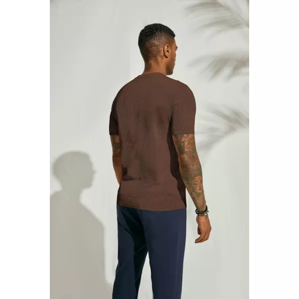 PJ PAUL JONES Men's T-Shirts Casual Knit Short Sleeve Crewneck Honeycomb Waffle Solid Knitted Pullover Tees