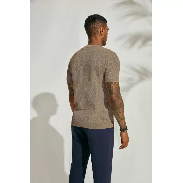 PJ PAUL JONES Men's T-Shirts Casual Knit Short Sleeve Crewneck Honeycomb Waffle Solid Knitted Pullover Tees