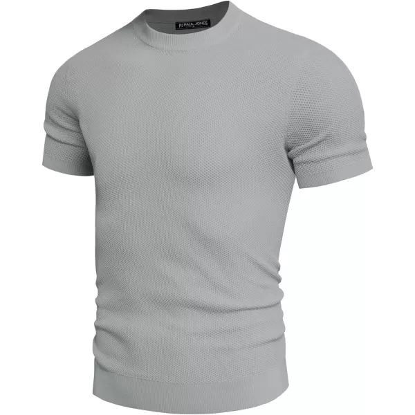 PJ PAUL JONES Men's T-Shirts Casual Knit Short Sleeve Crewneck Honeycomb Waffle Solid Knitted Pullover Tees