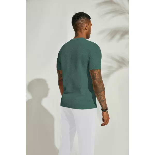 PJ PAUL JONES Men's T-Shirts Casual Knit Short Sleeve Crewneck Honeycomb Waffle Solid Knitted Pullover Tees