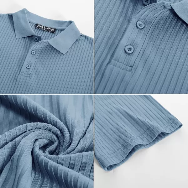 PJ PAUL JONES Mens Texture Polo Shirts Casual Wrinkle Free Elasticity Short Sleeve Knit Golf Shirt Tops