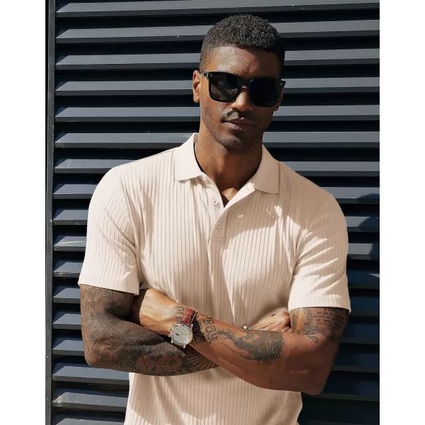 PJ PAUL JONES Mens Texture Polo Shirts Casual Wrinkle Free Elasticity Short Sleeve Knit Golf Shirt Tops