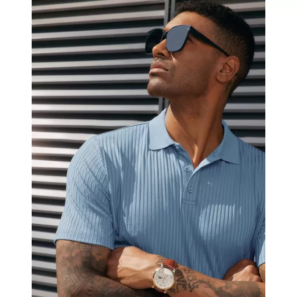 PJ PAUL JONES Mens Texture Polo Shirts Casual Wrinkle Free Elasticity Short Sleeve Knit Golf Shirt Tops