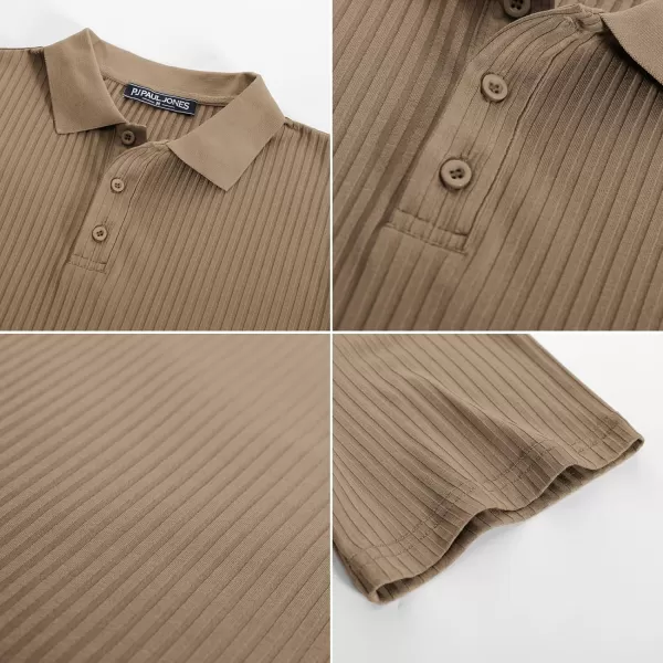 PJ PAUL JONES Mens Texture Polo Shirts Casual Wrinkle Free Elasticity Short Sleeve Knit Golf Shirt Tops