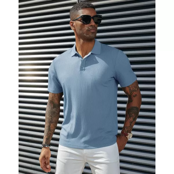 PJ PAUL JONES Mens Texture Polo Shirts Casual Wrinkle Free Elasticity Short Sleeve Knit Golf Shirt Tops