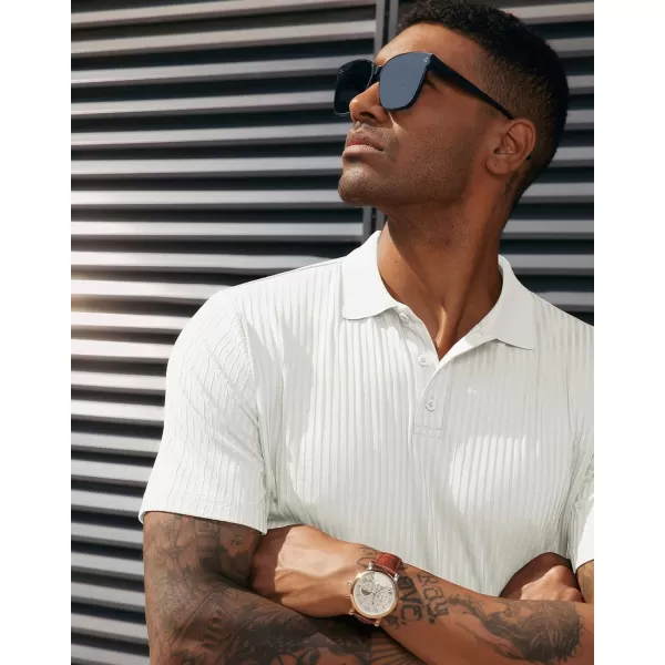 PJ PAUL JONES Mens Texture Polo Shirts Casual Wrinkle Free Elasticity Short Sleeve Knit Golf Shirt Tops