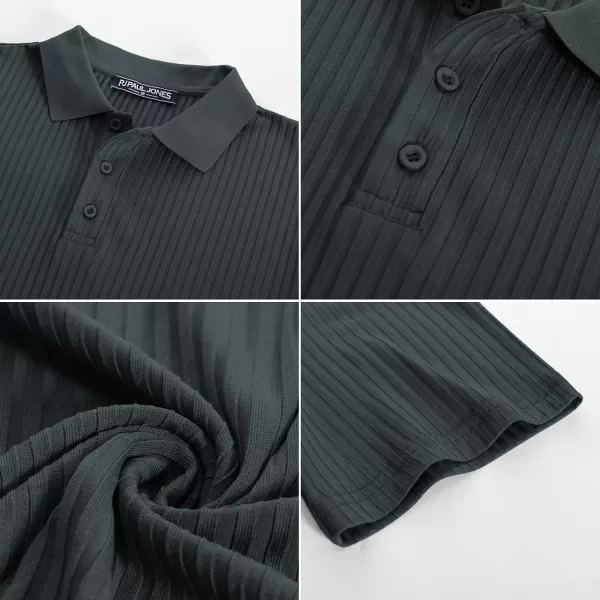 PJ PAUL JONES Mens Texture Polo Shirts Casual Wrinkle Free Elasticity Short Sleeve Knit Golf Shirt Tops