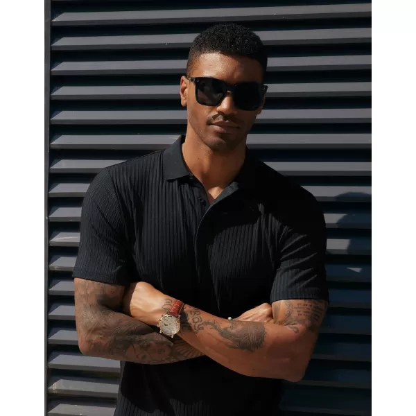 PJ PAUL JONES Mens Texture Polo Shirts Casual Wrinkle Free Elasticity Short Sleeve Knit Golf Shirt Tops