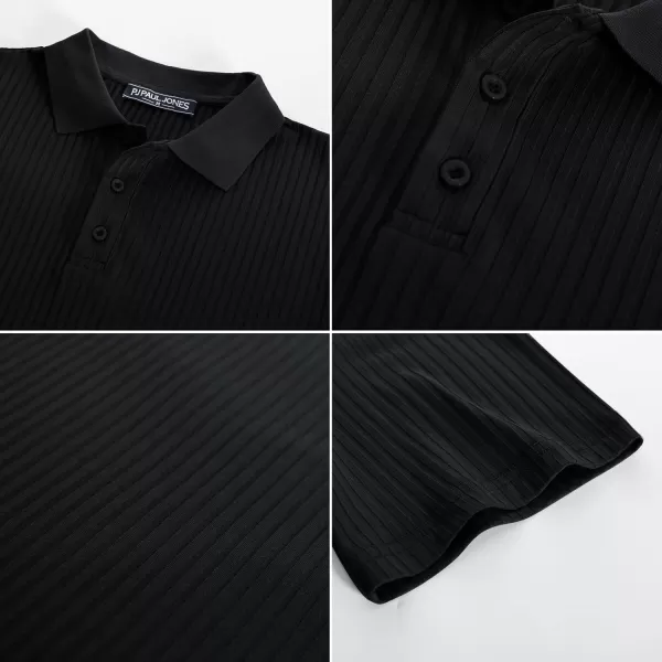 PJ PAUL JONES Mens Texture Polo Shirts Casual Wrinkle Free Elasticity Short Sleeve Knit Golf Shirt Tops