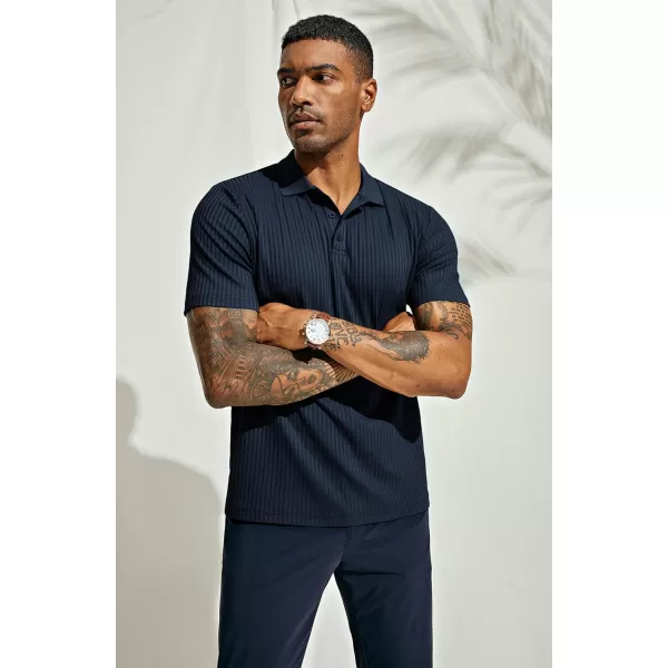 PJ PAUL JONES Mens Texture Polo Shirts Casual Wrinkle Free Elasticity Short Sleeve Knit Golf Shirt Tops