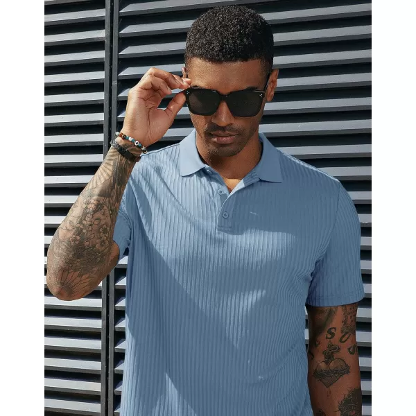 PJ PAUL JONES Mens Texture Polo Shirts Casual Wrinkle Free Elasticity Short Sleeve Knit Golf Shirt Tops