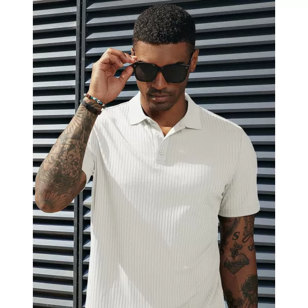 PJ PAUL JONES Mens Texture Polo Shirts Casual Wrinkle Free Elasticity Short Sleeve Knit Golf Shirt Tops