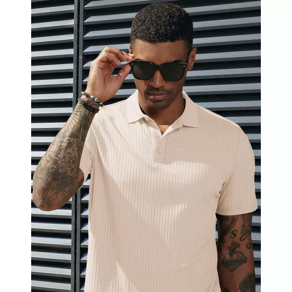 PJ PAUL JONES Mens Texture Polo Shirts Casual Wrinkle Free Elasticity Short Sleeve Knit Golf Shirt Tops