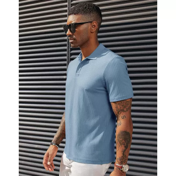 PJ PAUL JONES Mens Texture Polo Shirts Casual Wrinkle Free Elasticity Short Sleeve Knit Golf Shirt Tops
