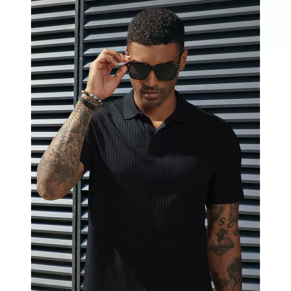 PJ PAUL JONES Mens Texture Polo Shirts Casual Wrinkle Free Elasticity Short Sleeve Knit Golf Shirt Tops