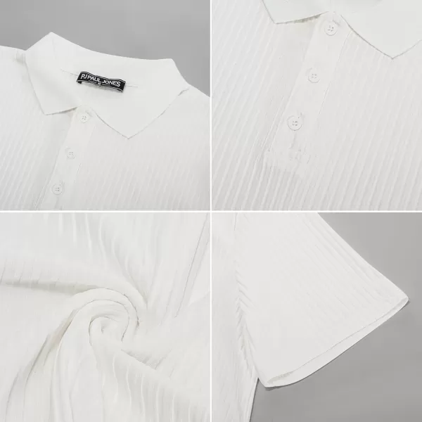 PJ PAUL JONES Mens Texture Polo Shirts Casual Wrinkle Free Elasticity Short Sleeve Knit Golf Shirt Tops