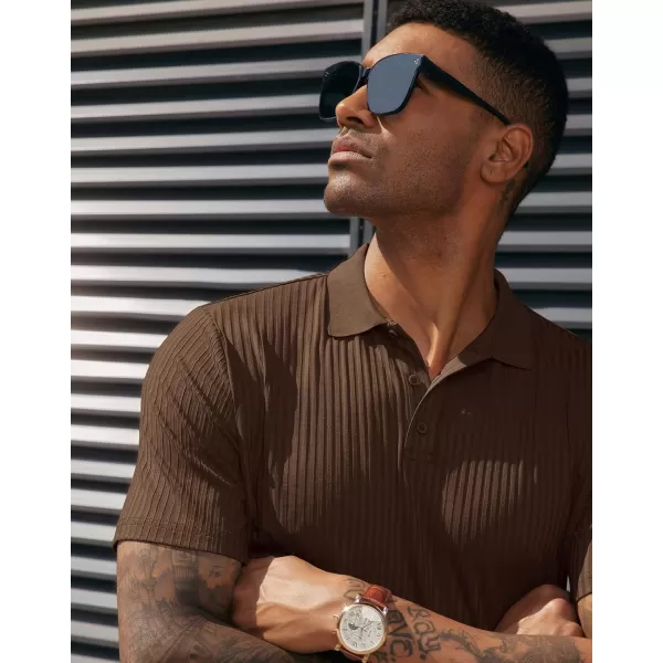 PJ PAUL JONES Mens Texture Polo Shirts Casual Wrinkle Free Elasticity Short Sleeve Knit Golf Shirt Tops