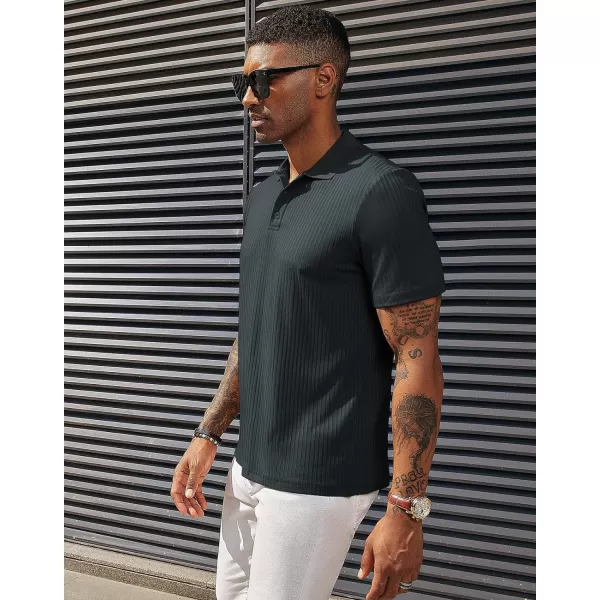 PJ PAUL JONES Mens Texture Polo Shirts Casual Wrinkle Free Elasticity Short Sleeve Knit Golf Shirt Tops