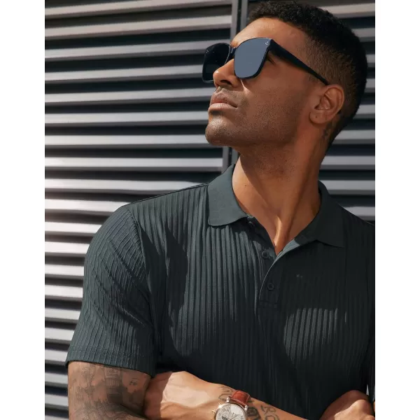 PJ PAUL JONES Mens Texture Polo Shirts Casual Wrinkle Free Elasticity Short Sleeve Knit Golf Shirt Tops