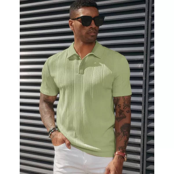 PJ PAUL JONES Mens Textured Knit Polo Shirts Regular Fit Stretchy Golf Shirts