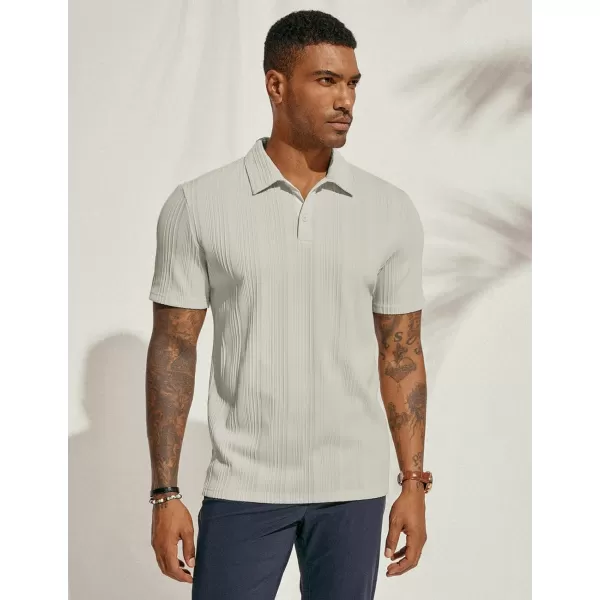 PJ PAUL JONES Mens Textured Knit Polo Shirts Regular Fit Stretchy Golf Shirts