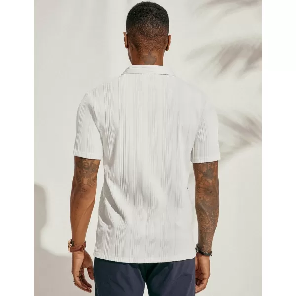 PJ PAUL JONES Mens Textured Knit Polo Shirts Regular Fit Stretchy Golf Shirts