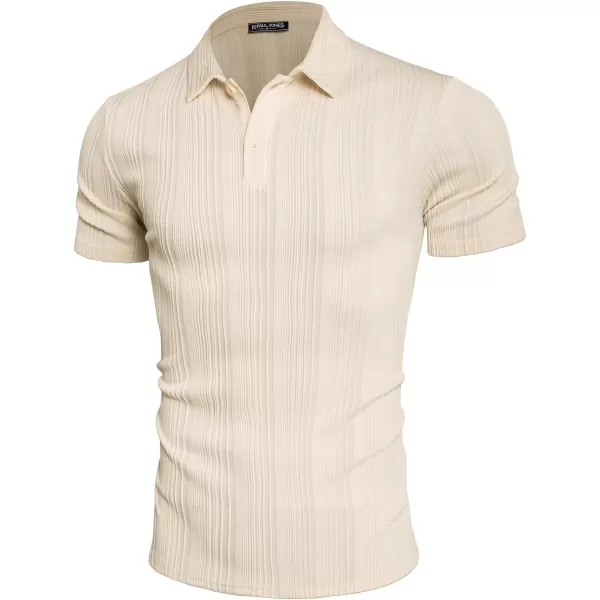 PJ PAUL JONES Mens Textured Knit Polo Shirts Regular Fit Stretchy Golf Shirts
