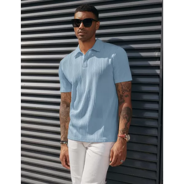 PJ PAUL JONES Mens Textured Knit Polo Shirts Regular Fit Stretchy Golf Shirts