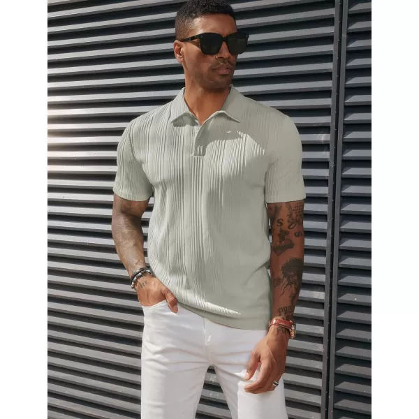 PJ PAUL JONES Mens Textured Knit Polo Shirts Regular Fit Stretchy Golf Shirts