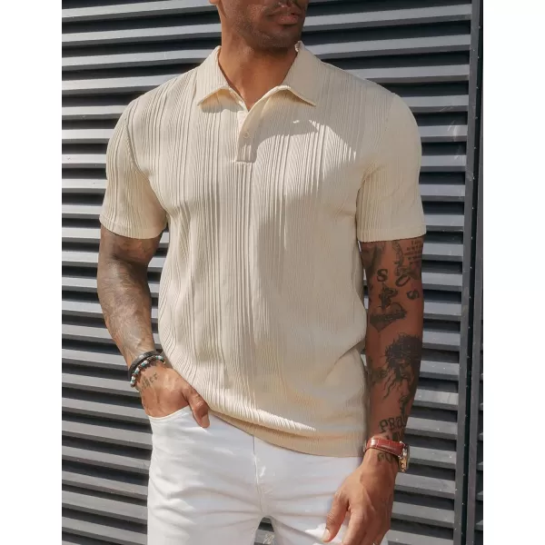 PJ PAUL JONES Mens Textured Knit Polo Shirts Regular Fit Stretchy Golf Shirts